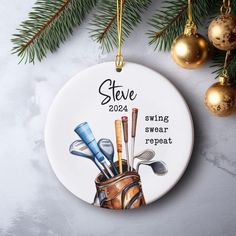 Golf Ornament 2024 Personalized Christmas Ornament Customized Golf Ball and Club Ceramic Ornament Personalized Golfer Christmas Ornament - Etsy Golf Ornaments, Family Ornaments, Golf Ball