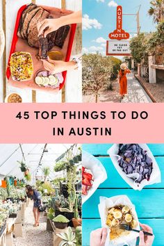 the top things to do in austin, australia with text overlaying it