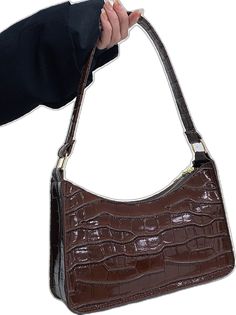 Chic Crocodile Pattern Rectangular Baguette Bag, Trendy Crocodile Pattern Baguette Bag For Everyday, Chic Rectangular Crocodile Pattern Baguette Bag, Chic Rectangular Baguette Bag With Crocodile Pattern, Brown Pattern, Elegant Bags, Color Coffee, Baguette Bag, Coffee Brown