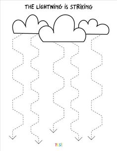 the weather worksheet for kids to learn how to draw and paint clouds in different colors