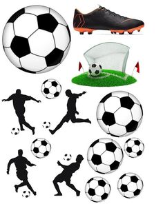 soccer ball, goalie's and other sports related items are shown in this image