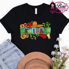 Show off your Mexicana pride with this colorful graphic tee. Perfect for Cinco de Mayo, Fiestas 16, or any other events. Cinco De Mayo Screen Print Crew Neck T-shirt, Cinco De Mayo Graphic Print T-shirt, Cinco De Mayo Funny Print Crew Neck T-shirt, Cinco De Mayo Graphic Tee With Letter Print, Casual Cinco De Mayo Graphic T-shirt, Graphic Tee With Letter Print For Cinco De Mayo, Multicolor Casual T-shirt For Cinco De Mayo, Casual Multicolor T-shirt For Cinco De Mayo, Graphic Tee With Multicolor Letter Print