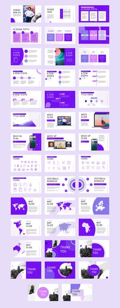 a purple and white presentation board with lots of different things on it's side