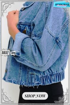 Sky Blue Medium Wash Chunky Cropped Denim Jacket Cropped Denim Jacket, Cropped Denim, Sky Blue, Blue Sky, Denim Jacket, Best Deals, Blue