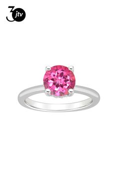 8mm round pink topaz with diamond accents rhodium over sterling silver hidden halo ring. Measures approximately 0.31" L x 0.31" W. Not sizeable. Pink Formal Birthstone Ring, Formal Pink Birthstone Ring, Pink Birthstone Ring With Brilliant Cut, Classic Pink Diamond Ring, Classic Pink Round Diamond Ring, Pink Topaz Promise Ring In Round Shape, Pink Round Topaz Promise Ring, Pink Topaz Promise Ring With Round Shape, Pink Birthstone Ring With Halo Setting