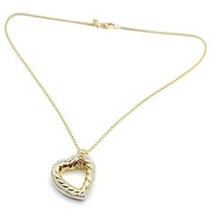 David Yurman Cable 18k Yellow Gold Diamond Large Heart Pendant Chain Necklace  Metal: 18k Yellow Gold Measurements:  Chain: 26mm x 26mm Length: 16" Width: 2mm Weight: 25.3 grams Stones: 46x Diamonds: .60ct Hallmarks: DY 750  Please reference the dimensions in the description for the best approximate dimensions. Elegant Heart Pendant Necklace With Box Chain, Heart-shaped Yellow Gold Necklace With Box Chain, Yellow Gold Heart-shaped Necklace With Box Chain, Yellow Gold Heart Necklace With Box Chain, Elegant Heart Shaped Gold Chain Necklace, Elegant Heart-shaped Gold Chain Necklace, Formal Heart Pendant Necklace With Chain, Yellow Gold Heart Pendant Necklace With Box Chain, White Gold Heart Chain Necklace