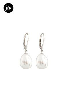 10-12mm baroque white cultured freshwater pearl rhodium over sterling silver dangle earring. Measure approximately 1 and 3/16"L X 7/16"W and have lever backings. Colors, shapes, and sizes vary. Classic White Pearl Earrings With Lever Back, Classic Teardrop Nickel-free Pearl Earrings, Sterling Silver Drop Pearl Earrings With Lever Back, Silver Pearl Earrings With Lever Back For Formal Events, Silver Pearl Earrings With Lever Back For Formal Occasions, Classic Silver Pearl Earrings With French Hook, Sterling Silver Pear Shaped Pearl Earrings, Classic White Briolette Earrings, Elegant Earrings With Sterling Silver Clasp