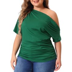 Agnes Orinda is a plus-size brand inspired by the needs of its customers. It can suit you on various occasions, and show your perfect curves through appropriate tailoring, and the comfortable fabric allows you to enjoy a pleasant experience. Elevate your work-to-weekend wardrobe with these essential off-the-shoulder short-sleeved t-shirts. The versatile Tee Tops are the perfect match for jeans or skirts and can be styled to suit your personal preference. Whether you're dressing up or down, these Off The Shoulder Tee, Casual Blouses, Perfect Curves, Plus Size Brands, Ladies Of London, Weekend Wardrobe, Puff Sleeve Blouse, Hem Style, Peasant Tops