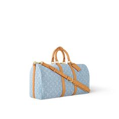 LOUIS VUITTON® - Keepall Bandoulière 45 - Sky Denim Denim Louis Vuitton, Louis Vuitton Duffle, Louis Vuitton Jeans, Louis Vuitton Duffle Bag, Louis Vuitton Luggage, Louis Vuitton Travel, Dream Bags, Trunk Bag, Louis Vuitton Keepall