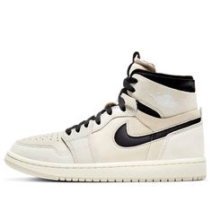 Be a part of history with the WMNS Air Jordan 1 Zoom ‘Summit White’. This iconic sneaker has been remastered with a sleek two-tone color scheme and reconstructed collar. The leather build is finished in a subtle off-white hue, contrasted by black hits on the cut-out Swoosh and reconstructed collar. Plus, you can enjoy responsive cushioning underfoot with the full-length Zoom Air unit. (AJ1/SNKR/Retro/Women's/Non-Slip/High Top/Basketball) Jordan 1 White Background, White Nike Jordan High-top Shoes, White High-top Jordan Shoes, White High-top Breathable Jordan Shoes, White Mid-top Sporty Jordan Shoes, Air Jordan 1 High, Retro Women, Jordan 1, High Tops