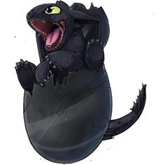 a black dragon with its mouth open and it's tongue out, standing on one leg