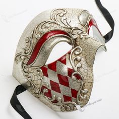 This Beautiful Masquerade Party Mask Is Made Of 100% Finest Quality And Hand-Painted Craftsmanship. Occasion: Great For Halloween, Day Of The Dead, Masquerade Party, And More. Color: White Red How It Made: Made Of High-Quality Plastic, Then Hand-Painted And Decorated With Feather, Lace, Glitter, Spike. Size Measurement: Most Of Our Masks Are 6-7 Inches Wide And One Size Fits All. Phantom Of Opera, Venetian Masquerade Ball, Black Charcoal Mask, Masquerade Party Mask, Neoprene Face Mask, Lace Face Mask, Leather Face Mask, Venetian Masquerade Masks, Pink Clay Mask