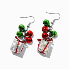 Claire's Christmas Present & Bells Drop Earrings Red Dangle Jewelry For Christmas, Red Jewelry For Christmas Celebration, Red Christmas Earrings For Holiday, Red Christmas Jewelry Gift, Winter Gift Red Jewelry, Christmas Dangle Jewelry For Celebration, Holiday Dangle Jewelry, Red Dangle Holiday Jewelry, Christmas Celebration Dangle Jewelry