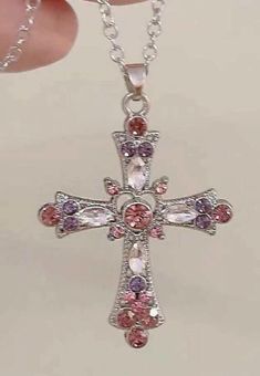 Cubic Zirconia Cross Pendant Necklace 23.2" Pearl Cross Necklace, Butterfly Pendant Necklace, Trendy Necklaces, Jewelry Choker, Colourful Necklace, Cross Pendant Necklace, Necklaces For Women, Gothic Jewelry, Trendy Jewelry