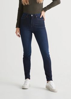 Women's High Rise Stretch Denim Skinny Jean Body Is A Temple, Classic Pants, Formal Outfit, Denim Jumpsuit, Wide Leg Denim, Dark Black, The Body, Black Denim, Stretch Denim