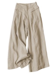 PRICES MAY VARY. Wide leg capris cotton linen pants, the material is soft and comfortable, with a wide leg design that is more breezy and cool Flattering pants with deep, functional pockets, back elastic and flat waistband, pull-on fit, and they aren't tight or restrictive anywhere These pants have a heavy drape and flow beautifully like a midi skirt, while keeping inner thighs covered for the added feeling of security pants provide These culottes pants are good for work or just to throw on to r White Linen Pants Outfit, Linen Culottes, Linen Pants Outfit, Culottes Pants, Flattering Pants, Palazzo Trousers, White Linen Pants, Cotton Linen Pants, Cropped Wide Leg Pants