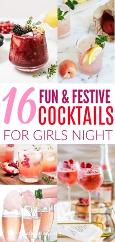 cocktails with text overlay that reads fun and festive cocktails for girls night