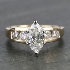 Antique 1 Carat Custom Marquise Diamond Engagement Ring Marquis Rings Engagement, Marquis Ring, Fairytale Land, Marquis Diamond, Cubic Zirconia Wedding Rings, Marquise Diamond Engagement Ring, Marquise Diamond Ring, Sweet Jewelry, Gold Color Ring