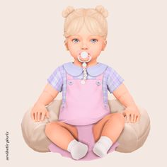 a sims 4 infant wearing custom content clothing for a cc lookbook Ts4cc Infant, Ts4 Infant Cc Clothes, Sims 4 Mods Clothing Free Downloads, Toddler Pacifier