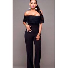 Brand New Black Sexy Off The Shoulder Wide Leg Jumpsuit. Bnwot. Follow Ig: @Mzenvy & @Stylestreetexperience Chic High-waist Jumpsuits And Rompers For Club, Chic High-waist Jumpsuits For Club, Chic Black Strapless Jumpsuit For Club, Black Strapless Jumpsuit For Going Out, Chic Strapless Fitted Jumpsuit For Club, Elegant Black Jumpsuits And Rompers For Club, Elegant Black Jumpsuit For Club, Off The Shoulder Jumpsuit, Wide Leg Jumpsuit