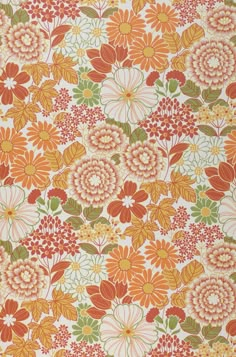 an orange and green floral print fabric