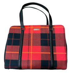 Kate Spade Newbury Lane Tartan Plaid Tote Beautiful Red And Black Plaid And Black Leather Tote Shoulder Bag. Double Black Handles, Multiple Inner Pockets And A Snap Closure. Leather Sides And Bottom With Four Gold Bottom Feet. Large Size, Measures 14” X 11” New Condition, Carried Once. Perfect For The Upcoming Seasons! Classic Red Bags With Leather Trim, Red Rectangular Shoulder Bag With Leather Trim, Designer Red Bags With Leather Trim, Red Leather Handles Shoulder Bag For Business, Red Leather-handled Shoulder Bag For Business, Red Leather Handle Shoulder Bag For Business, Elegant Red Bags With Leather Trim, Red Shoulder Bag With Leather Trim, Red Leather Trim Satchel Bag