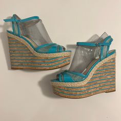 Enzo Angiolini Women's Peep Toe Wedge Sandal Size 9.5 Adjustable Straps At Ankle Nwt Man Made/ Textile, Upper Balance Man Made Mother's Day, Vacation, Church, Wedding Reception, Work, Party, Date, Casual, Dressy Blue Ankle Strap Wedge Sandals For Spring, Blue Synthetic Wedge Sandals For Spring, Blue Open Toe Wedge Sandals For Spring, Light Blue Synthetic Wedge Sandals For Summer, Light Blue Wedge Sandals For Summer, Light Blue Open Toe Wedge Sandals For Summer, Blue Synthetic Wedge Sandals With Ankle Strap, Blue Synthetic Ankle Strap Wedge Sandals, Blue Open Toe Platform Wedge Sandals