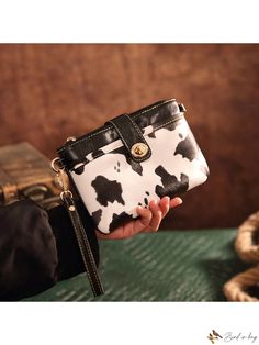 Bird in Bag - Vintage Inspired Cow Print Crossbody Bag for Women Black Handheld Pouch With Large Capacity, Large Capacity Shoulder Pouch, Handheld Phone Bag With Removable Pouch, Handheld Black Pouch With Large Capacity, Large Capacity Crossbody Clutch For Daily Use, Black Mobile Phone Pouch, Trendy Pouch For Daily Use, Large Capacity Clutch Phone Bag, Black Travel Clutch With Large Capacity