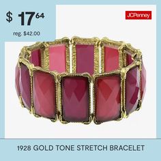 Circumference: 7 1/2 InchMetal Color: Gold ToneCare: Wipe CleanBracelet Type: Stretch BraceletsMetal: AlloyCountry of Origin: Imported Gold Frames, Antique Style, Stretch Bracelet, Stretch Bracelets, Color Purple, Gold Tones, Bracelet, Stone, Purple