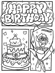 Drawings For Mom Birthday, Fnaf Food, Coloring Sheets Aesthetic, Hippie Coloring Pages, School Drawings, Happy Birthday Drawings, Happy Birthday Coloring Pages, Hello Kitty Colouring Pages, Birthday Coloring Pages