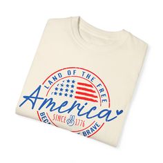 Make a statement at your next July 4th barbecue with this bold t-shirt that celebrates America’s freedom and honors the brave making it a must-have for any patriotic collection. .: The Comfort Colors 1717 tee is made with medium fabric (6.1 oz/yd² (206.8 g/m²)) consisting of high quality, 100% ring-spun US cotton for long-lasting comfort..: The relaxed fit keeps the wearer comfy in both casual and semi-formal settings while the crew neckline delivers that classic, neat style which makes it perfe Patriotic Crew Neck Top Made In Usa, Independence Day Crew Neck Tops Made In Usa, Labor Day Graphic Tee Made In Usa, Memorial Day Graphic Tee Made In Usa, Patriotic Tops For Independence Day Streetwear, 4th Of July Graphic Tee Made In Usa, American Style Graphic T-shirt With Crew Neck, American Style Crew Neck Pre-shrunk T-shirt, American Style Pre-shrunk Crew Neck T-shirt