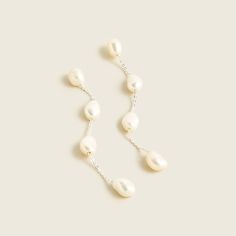 J.Crew: Freshwater Pearl Drop Earrings For Women Delicate Pearl Earrings With Pearl Pendant, Delicate Pearl Earrings With Pendant, Chic Silver Linear Earrings For Wedding, Long Drop Pearl Earrings With Pearl Pendant, Chic Pearl Drop Chandelier Earrings For Weddings, Elegant Pearl Earrings With Pearl Pendant, Elegant Pearl Embellished Dangle Chandelier Earrings, Elegant Pearl Earrings With Pendant, Elegant Silver Single Drop Earring