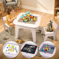 PRICES MAY VARY. This product is crafted from excellent and featuring non-toxic materials, sturdy construction, and round corners. The kids table and chairs are easy-to-clean tabletop is a standout feature. And other, our building blocks are well-compatible with toy bricks, offering exceptional adhesion, making it suitable for child aged 3-10. This kids table is an ideal gift for any occasion, perfect for block play, arts & crafts, dollhouses, and more. Our toddler table complements our kids' ch Lego Table With Storage, Kids Construction, Kids Activity Table, Toddler Table And Chairs, Train Table, Block Play, Construction For Kids, Lego Table, Toddler Table