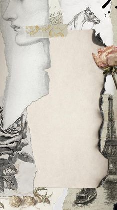 a collage of photos with the eiffel tower in the background and flowers