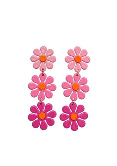 3.5 inches tall 1.25 inches wide Backs are stainless steel coated in 18k gold. Nickel free Rock our groovy pink daisy chains flower power earrings to match any retro look! Retro Multicolor Flower Earrings For Gift, Pink Retro Earrings For Spring, Retro Adjustable Pink Earrings, Retro Spring Flower Earrings Gift, Spring Retro Flower Earrings Gift, Daisy Flower Earrings For Spring, Spring Daisy Flower Earrings, Retro Pink Drop Earrings, Vintage Multicolor Flower Earrings