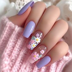 #nail design #nail inspo #elegant nails #nails #elegant nails #trendy nails #minimalist nails #cool nail inspo #nails idea #nude nail designs Lavender Nails, Purple Nail, Floral Nail Art, Nail Swag, Nail Designs Spring, Floral Nails, Chic Nails