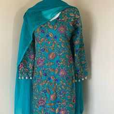 Beautiful Pakistani/Indian Shalwar Kameez With Handwork. Elegant Fitted Multicolor Lawn Suit, Green Formal Dress For Diwali, Spring Multicolor Zari Work Dresses, Elegant Long Sleeve Multicolor Salwar Kameez, Fitted Lawn Suit For Festive Transitional Season, Festive Transitional Fitted Lawn Suit, Elegant Multicolor Salwar Kameez With Dabka Detailing, Elegant Multicolor Salwar Kameez With Dabka, Elegant Multicolor Dabka Salwar Kameez