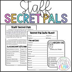 an image of secret pals with the words secret pals on it and a photo of