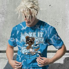 Brand Dunkare Powder Blue 9s Shirt - Pull It Off Bear Street All Over Print Unisex Shirt Urban Style Blue Short Sleeve Shirt, Urban Blue Shirt With Graphic Print, Blue 4s, Industrial Blue, Powder Blue, Unisex Shirt, Mens Tees, Top Tee, All Over Print