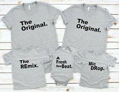 NEW! The Original Blueprint REmix ENcore Mic Drop Family Matching Gray T-shirts | eBay Matching Mom And Dad Shirts, Matching T Shirts, Matching Mom, Mic Drop, Newborn Photoshoot, High Quality T Shirts, 5th Birthday, Matching Shirts, Family Matching