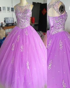 Tulle Quinceanera Dresses Ball Gowns Crystal Beaded Scoop Neck – alinanova Embellished Princess Quinceanera Dress For Prom Season, Princess Style Embellished Quinceanera Dress For Prom, Princess Style Embellished Quinceanera Dress, Embellished Princess Quinceanera Dress For Pageants, Embellished Princess Style Quinceanera Dress, Embellished Tulle Quinceanera Dress, Fitted Purple Quinceanera Dress For Sweet 16, Purple Fitted Quinceanera Dress For Formal Occasions, Fitted Purple Quinceanera Dress For Prom Season