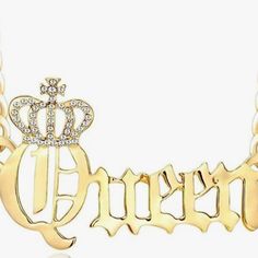 Rhinestone Crown Queen Charm Necklace. Crown Queen: 3.5 Inch L And 2.6 Inch W, Chain Length: 17.7 Inch With 2.7 Inch Color: Gold Aliyah Core, Core Outfits, Crown Queen, Chunky Chain Necklace, Chunky Chain Necklaces, Rhinestone Crown, Cinderella Castle, Crystal Crown, Gold Crown