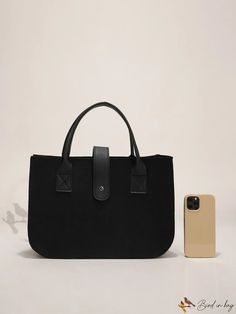 Bird in Bag - Large Capacity Top Handle Bag Black Handheld Canvas Bag For Shopping, Casual Solid Color Box Bag For Shopping, Black Handheld Canvas Bag With Top Carry Handle, Casual Box Bag With Large Capacity And Top Handle, Casual Large Capacity Box Bag For On-the-go, Solid Color Satchel Canvas Bag For Shopping, Black Canvas Bag With Adjustable Strap And Top Handle, Black Canvas Bag With Top Handle And Adjustable Strap, Daily Use Solid Bucket Bag With Handles