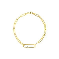 This bracelet is not only a very popular paper clip chain, it has an accent round natural mined diamond. This is an exquisite addition to your bracelet stack. The length is 7.5". Made in the USA. Metal: 14K yellow gold Paper Clip Bracelet, Om Jewelry, Chunky Gold Bracelet, Trending Bracelets, Stay Golden, Gold Paper, Elegant Bracelet, Yellow Gold Chain, Bracelet Stack