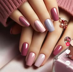 Nails August 2024, Pink Purple Nails, Fall Gel Nails, Simple Gel Nails, Blush Nails, Pretty Nail Art Designs, Makijaż Smokey Eye, Nail Idea, Trendy Nail Art