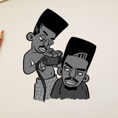 an image of two cartoon characters on a piece of paper