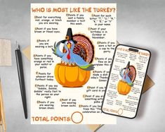 Printable Thanksgiving Game,family Thanksgiving Game Dinner Table Game Office Party Game Thanksgiving Group Game Who is Most Like the Turkey - Etsy