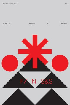 the poster for f / n & s is shown in red, black and grey