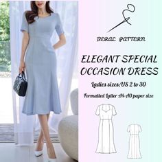 digital pattern Midi Dress Short Sleeve, Modest Dress, Special Occasion Dress, Dress Short Sleeve, Midi Short Sleeve Dress, Dress Midi, Dress Short, Modest Dresses, Dress Pattern