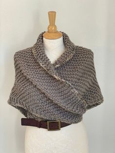 Hand knitted Outlander inspired shawl, scarf in brown blend, shoulder wrap, neck warmer - triangle design, can be worn in many different ways - a small button can be attached to one of the tips, so you can secure it in the back for cross body style (if you desire a button, please include you request in a message to the seller at the check out) - super soft 40% acrylic, 50% merino wool 10% alpaca yarn - available in any color or yarn imaginable, please contact me for custom orders -made in smoke Winter Shawl Knitting Pattern One Size, Winter Knitting Pattern For Shawl, Winter Knitted Shawl Knitting Pattern, Knitted Shawl Pattern For Fall, Winter Knitted Shawl Pattern, One Size Knit Shawl Knitting Pattern, Winter Knit Wraps One Size, Winter Shawl Knitting Pattern, Winter Knitting Pattern For Scarf Shawl